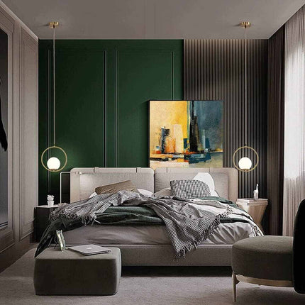 Lampadario a sospensione minimalista lampada per tavolo in metallo bronzo con sfera in vetro per cucina camera da letto G9 - enzoled