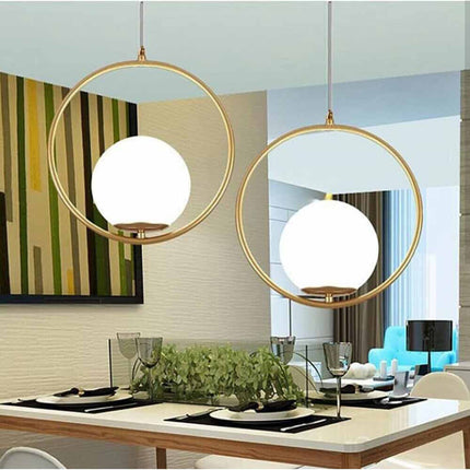 Lampadario a sospensione minimalista lampada per tavolo in metallo bronzo con sfera in vetro per cucina camera da letto G9 - enzoled