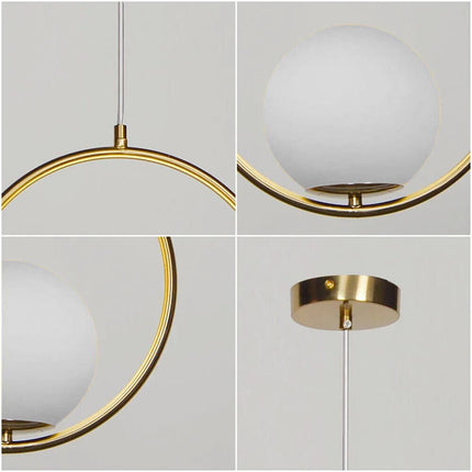 Lampadario a sospensione minimalista lampada per tavolo in metallo bronzo con sfera in vetro per cucina camera da letto G9 - enzoled