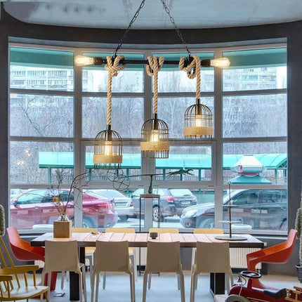 Lampadario a sospensione stile industriale in metallo con corda in canapa lampada retrò attacco E27 - enzoled