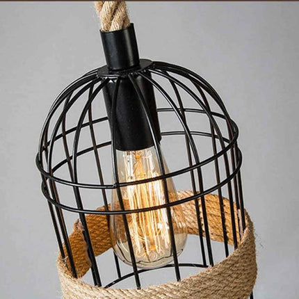 Lampadario a sospensione stile industriale in metallo con corda in canapa lampada retrò attacco E27 - enzoled