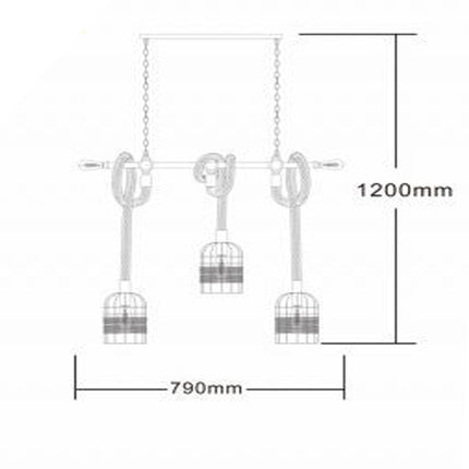 Lampadario a sospensione stile industriale in metallo con corda in canapa lampada retrò attacco E27 - enzoled