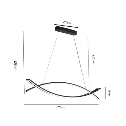 Lampadario led a sospensione 42 watt lampada ultra moderna nera a luce calda 3000k - enzoled
