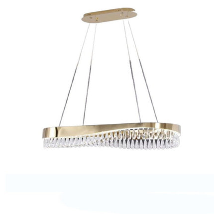 Lampadario led a sospensione oro 45 watt con cristalli in acrilico contemporaneo luce bianca fredda 6500k - enzoled