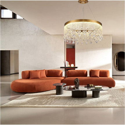 Lampadario led a sospensione rotondo 32 watt con cristalli in acrilico contemporaneo luce bianca fredda 6500k - enzoled
