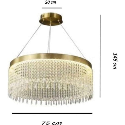 Lampadario led a sospensione rotondo 32 watt con cristalli in acrilico contemporaneo luce bianca fredda 6500k - enzoled