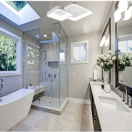 Plafoniera da soffitto a led 58 watt due quadrati lampadario cct tre colorazioni da 3000k a 6500k - enzoled