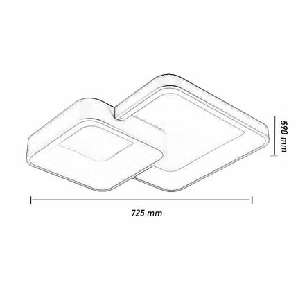 Plafoniera da soffitto a led 58 watt due quadrati lampadario cct tre colorazioni da 3000k a 6500k - enzoled