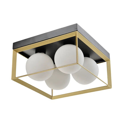 Plafoniera da soffitto minimalista lampada in metallo nero bronzo con 4 sfere in vetro per camera da letto G9 - enzoled