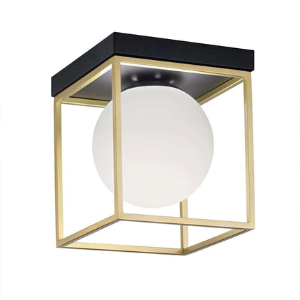 Plafoniera da soffitto minimalista lampada in metallo nero bronzo con sfera in vetro per camera da letto G9 - enzoled