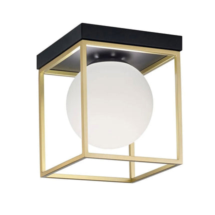 Plafoniera da soffitto minimalista lampada in metallo nero bronzo con sfera in vetro per camera da letto G9 - enzoled