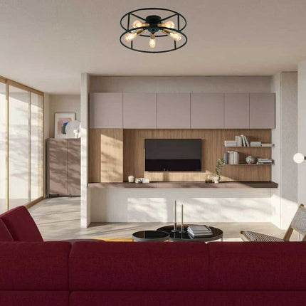 Plafoniera da soffitto stile industriale lampada in metallo nero con 5 portalampada oro E27 camera da letto soggiorno - enzoled
