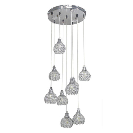 Lampadario da soffitto a sospensione plafoniera 38.5 watt con sfere con cristalli gocce in acrilico portalampada attacco g9 lampada sospesa oro o argento - enzoled