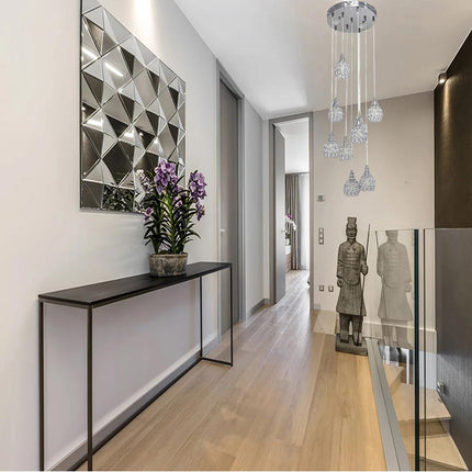 Lampadario da soffitto a sospensione plafoniera 38.5 watt con sfere con cristalli gocce in acrilico portalampada attacco g9 lampada sospesa oro o argento - enzoled