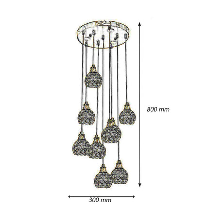 Lampadario da soffitto a sospensione plafoniera 38.5 watt con sfere con cristalli gocce in acrilico portalampada attacco g9 lampada sospesa oro o argento - enzoled