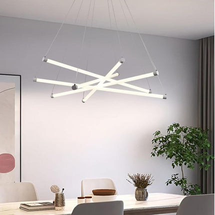 Lampadario a led ultra moderno 55 watt lampada a sospensione a raggi luce fredda 6500k calda 3000k naturale 4000k - enzoled