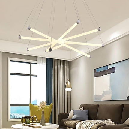 Lampadario a led ultra moderno 55 watt lampada a sospensione a raggi luce fredda 6500k calda 3000k naturale 4000k - enzoled