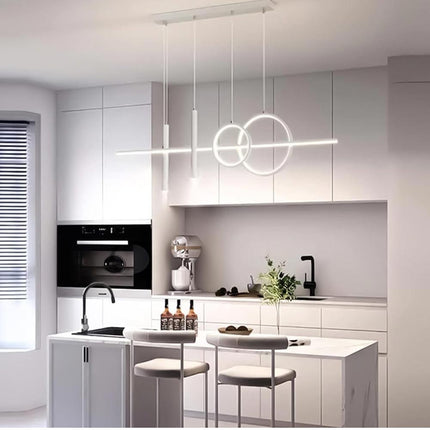 Lampadario a sospensione decorativo con anelli e punto luce di forma cilindrica bianca a luce fredda 6500k naturale 4000k calda 3000k - enzoled