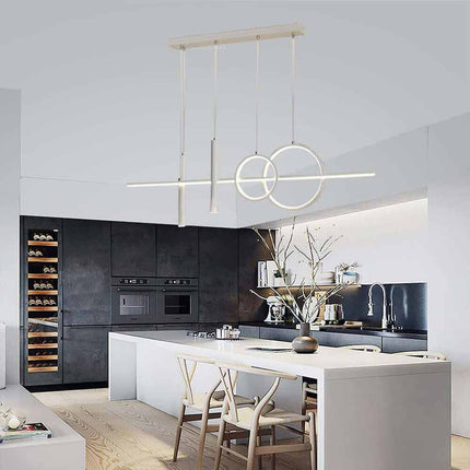 Lampadario a sospensione decorativo con anelli e punto luce di forma cilindrica bianca a luce fredda 6500k naturale 4000k calda 3000k - enzoled