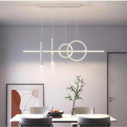 Lampadario a sospensione decorativo con anelli e punto luce di forma cilindrica bianca a luce fredda 6500k naturale 4000k calda 3000k - enzoled