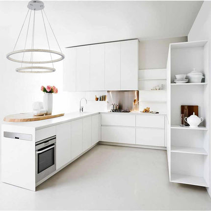 Lampadario Led 51 watt lampada a sospensione bianca 2 anelli con cristalli in acrilico luce fredda 6500k calda 3000k naturale 4000k - enzoled