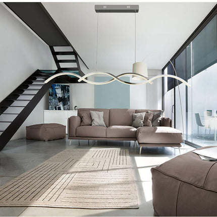 Lampadario led a sospensione 25 watt luce fredda 6500k o naturale 4000k lampada twist argento - enzoled