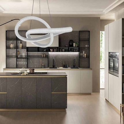 Lampadario led a sospensione effetto cristallo intrecciato 40 watt design moderno bianco luce bianca fredda 6500k calda 3000k naturale 4000k - enzoled