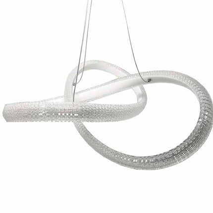 Lampadario led a sospensione effetto cristallo intrecciato 40 watt design moderno bianco luce bianca fredda 6500k calda 3000k naturale 4000k - enzoled