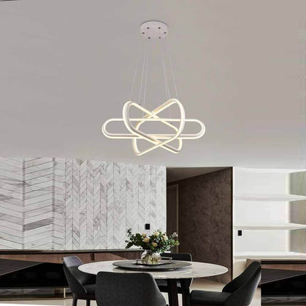 Lampadario led moderno bianco lampada soggiorno a sospensione 94 watt luce bianca fredda 6500k calda 3000k naturale 4000k - enzoled