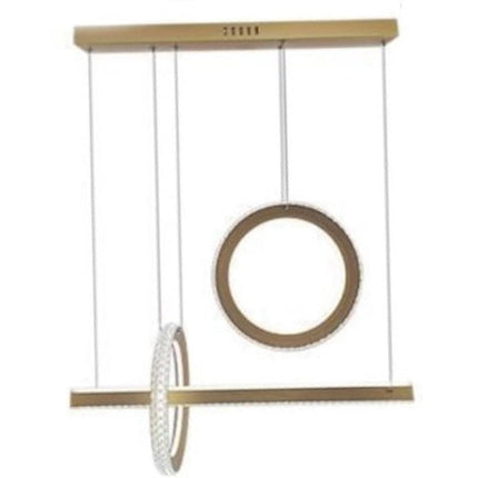 Lampadario led oro a sospensione 80 watt con cristalli in acrilico contemporaneo luce bianca fredda 6500k o naturale 4000k - enzoled