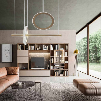 Lampadario led oro a sospensione 80 watt con cristalli in acrilico contemporaneo luce bianca fredda 6500k o naturale 4000k - enzoled