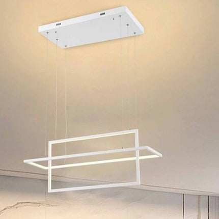 Lampadario led sospensione geometrico 56 watt 2 rettangoli moderno lampada da soffitto 4480Lm luce bianca fredda 6500K calda 3000K naturale 4000k - enzoled