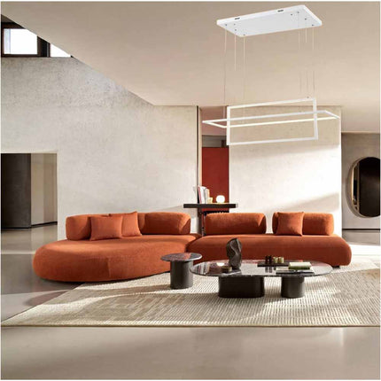 Lampadario led sospensione geometrico 56 watt 2 rettangoli moderno lampada da soffitto 4480Lm luce bianca fredda 6500K calda 3000K naturale 4000k - enzoled