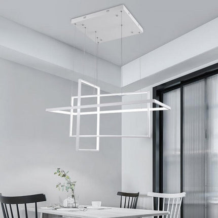 Lampadario led sospensione geometrico 76 watt 3 rettangoli moderno lampada da soffitto 6080Lm luce bianca fredda 6500K calda 3000K naturale 4000k - enzoled