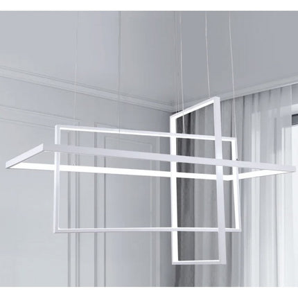 Lampadario led sospensione geometrico 76 watt 3 rettangoli moderno lampada da soffitto 6080Lm luce bianca fredda 6500K calda 3000K naturale 4000k - enzoled