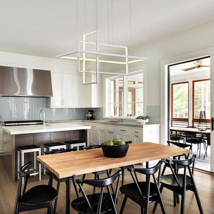 Lampadario led sospensione geometrico 76 watt 3 rettangoli moderno lampada da soffitto 6080Lm luce bianca fredda 6500K calda 3000K naturale 4000k - enzoled