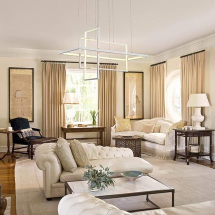 Lampadario led sospensione geometrico 76 watt 3 rettangoli moderno lampada da soffitto 6080Lm luce bianca fredda 6500K calda 3000K naturale 4000k - enzoled