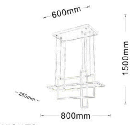 Lampadario led sospensione geometrico 76 watt 3 rettangoli moderno lampada da soffitto 6080Lm luce bianca fredda 6500K calda 3000K naturale 4000k - enzoled