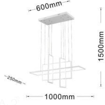Lampadario led sospensione geometrico 98 watt 4 rettangoli moderno lampada da soffitto 7840Lm luce bianca fredda 6500K calda 3000K naturale 4000k - enzoled