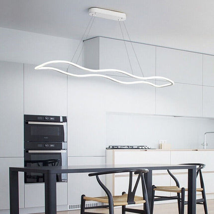 Lampadario modero bianco ondulato a led 48 watt lampada sospensione luce fredda 6500k calda 3000k naturale 4000k - enzoled