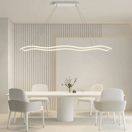 Lampadario modero bianco ondulato a led 48 watt lampada sospensione luce fredda 6500k calda 3000k naturale 4000k - enzoled