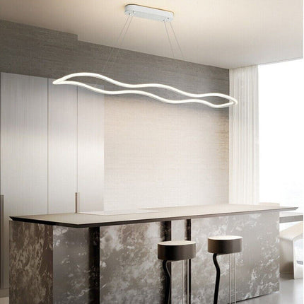 Lampadario modero bianco ondulato a led 48 watt lampada sospensione luce fredda 6500k calda 3000k naturale 4000k - enzoled