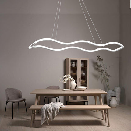 Lampadario modero bianco ondulato a led 48 watt lampada sospensione luce fredda 6500k calda 3000k naturale 4000k - enzoled