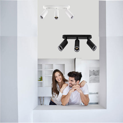 Applique plafoniera orientabile da soffitto o parete 3 diffusori lampada attacco GU10 per bagno soggiorno bianco o nero - enzoled