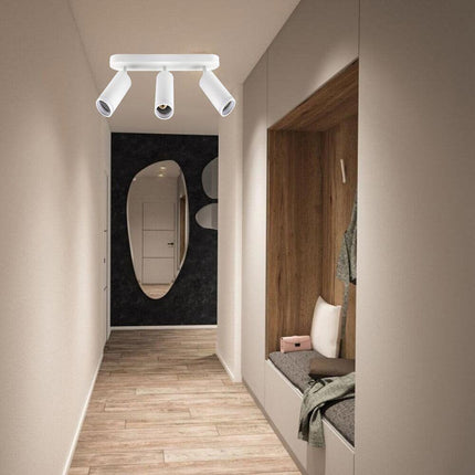 Applique plafoniera orientabile da soffitto o parete 3 diffusori lampada attacco GU10 per bagno soggiorno bianco o nero - enzoled