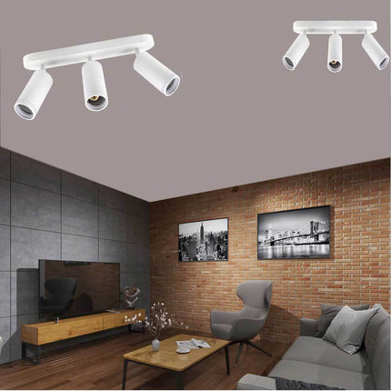 Applique plafoniera orientabile da soffitto o parete 3 diffusori lampada attacco GU10 per bagno soggiorno bianco o nero - enzoled
