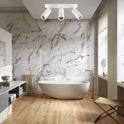 Applique plafoniera orientabile da soffitto o parete 3 diffusori lampada attacco GU10 per bagno soggiorno bianco o nero - enzoled