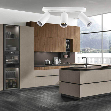 Applique plafoniera orientabile da soffitto o parete 3 diffusori lampada attacco GU10 per bagno soggiorno bianco o nero - enzoled