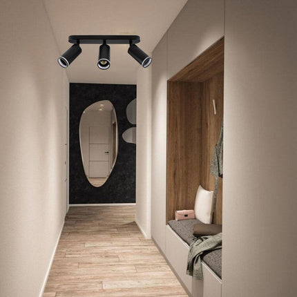 Applique plafoniera orientabile da soffitto o parete 3 diffusori lampada attacco GU10 per bagno soggiorno bianco o nero - enzoled