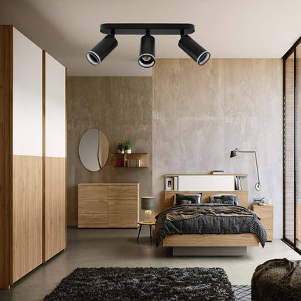 Applique plafoniera orientabile da soffitto o parete 3 diffusori lampada attacco GU10 per bagno soggiorno bianco o nero - enzoled